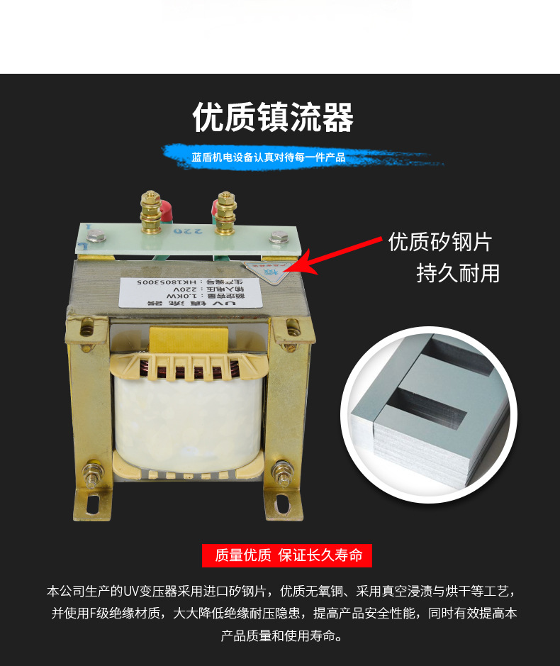 蓝盾uv灯管镇流器喷涂丝印网刷油墨干燥晒版机碘镓灯uv镇流器