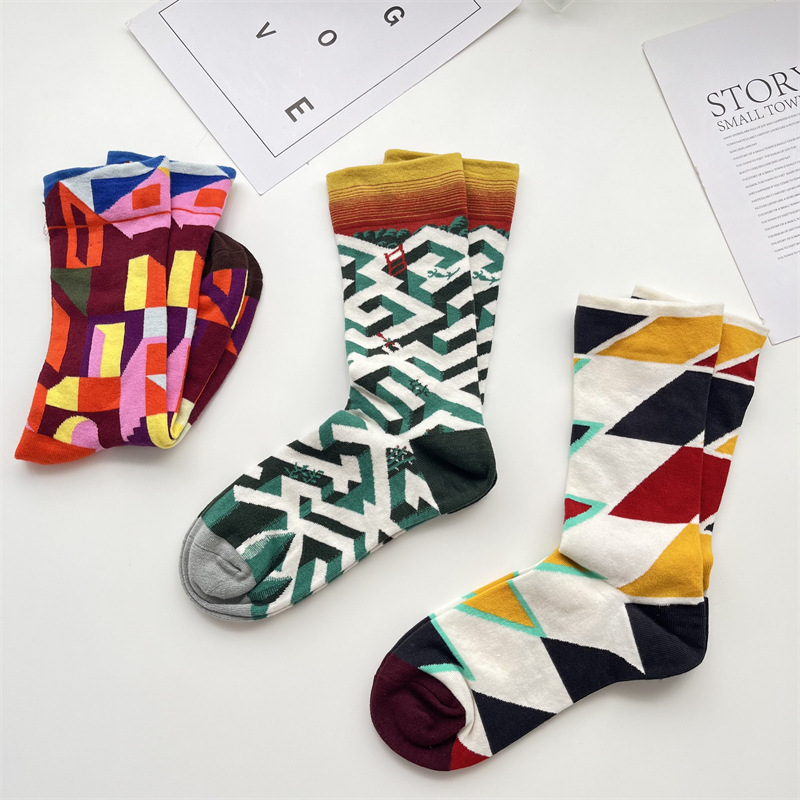 Unisex Casual Modern Style Geometric Cotton Crew Socks A Pair display picture 6