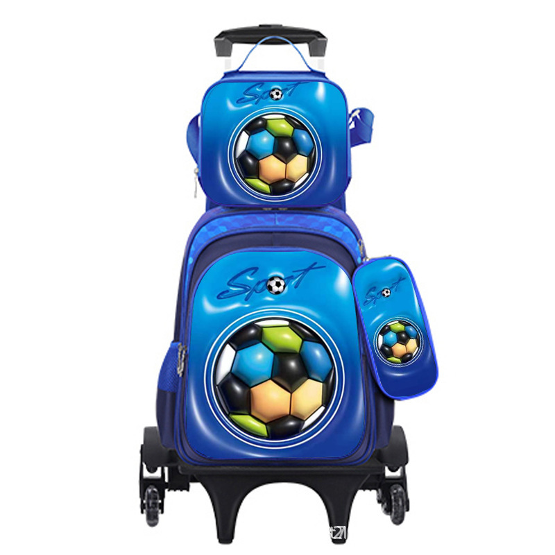 Nuevo bolso escolar impermeable de cuero brillante expandido para niños transfronterizos, carrito, bolso escolar de tres piezas para estudiantes, mochila de dibujos animados