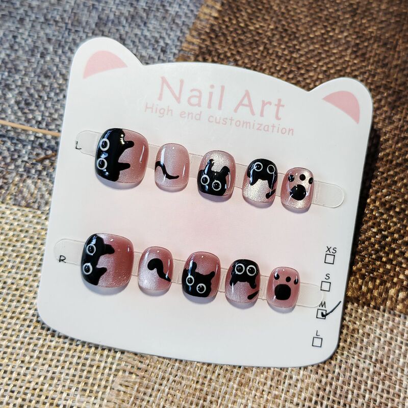 Hand-Painted Cat-Eye Nail Stickers for Children, Pure Handmade Nail Art Stickers for 3-6-11 Year Old Kids, Simple Nail Patches Hand-Painted Cat-Eye Nail Stickers for Children, Pure Handmade Nail Art Stickers for 3-6-11 Year Old Kids, Simple Nail Patches