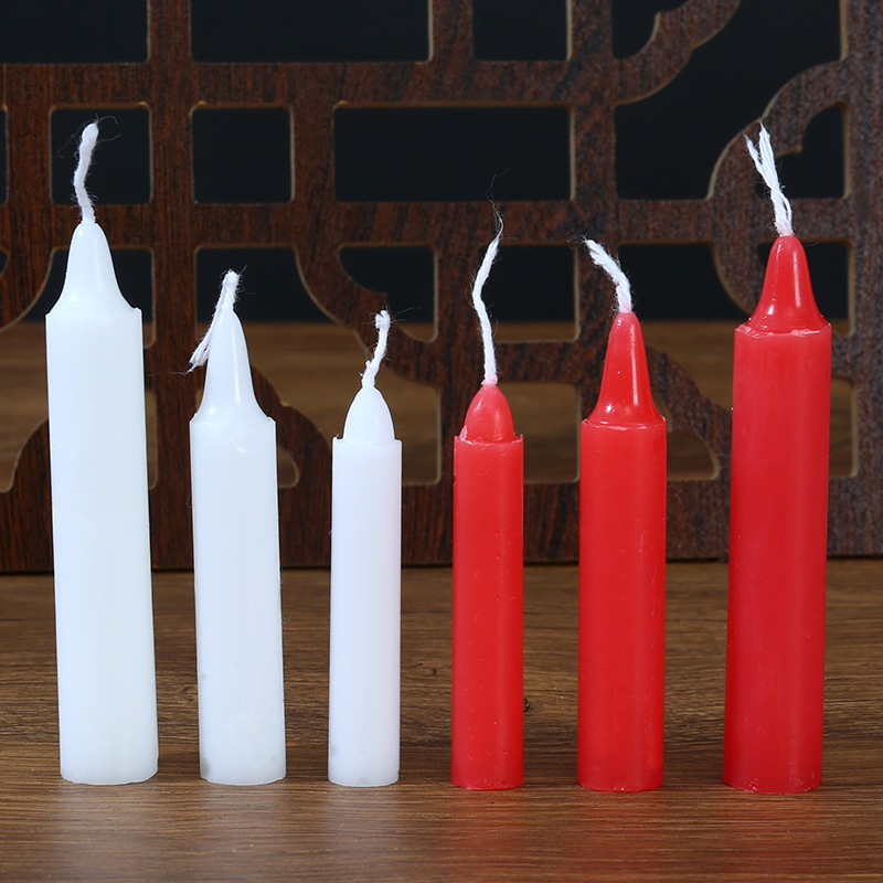 Mini Candle Paraffin Small Cylindrical Long Pole Small Candle Red and White Standard Lighting Household Power Outage Emergency Cylindrical Wax