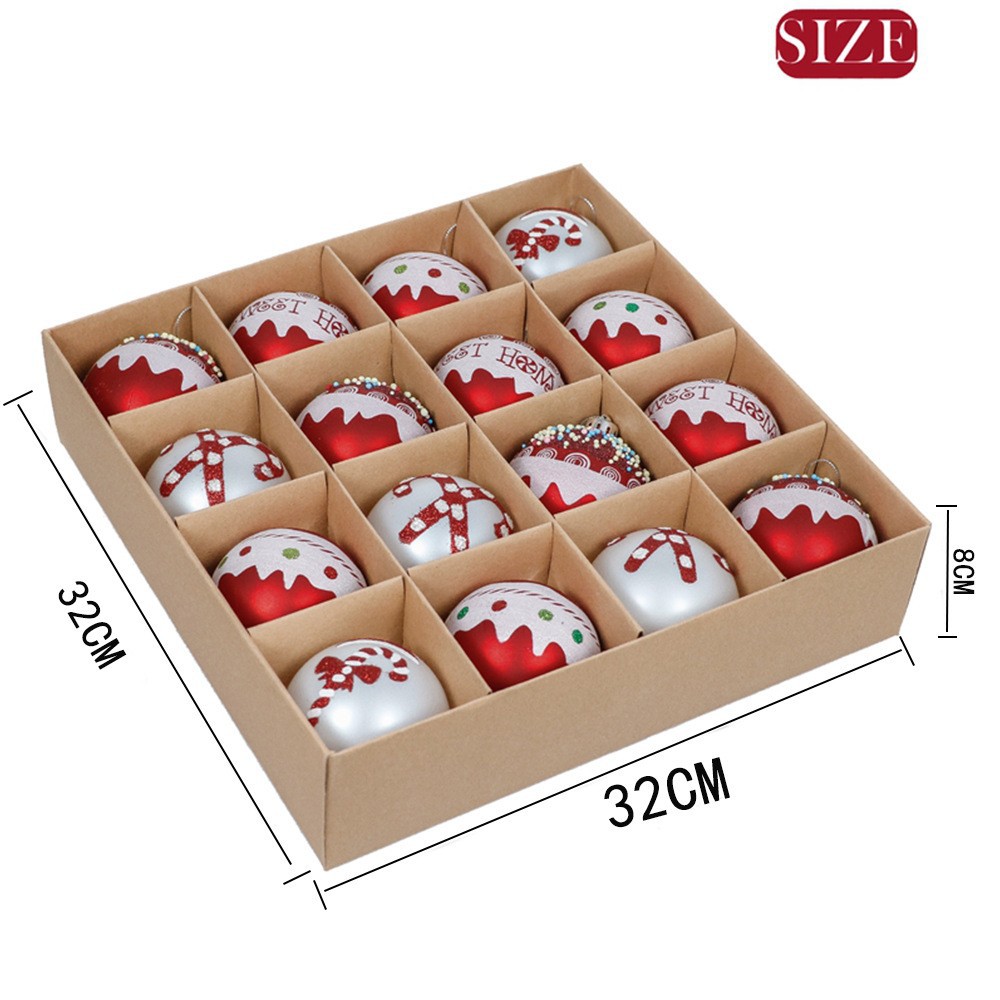 Navidad de plástico pintado bola de Navidad 8CM16 juegos de árbol de Navidad atmósfera del centro comercial decoración bola caja de regalo embalaje