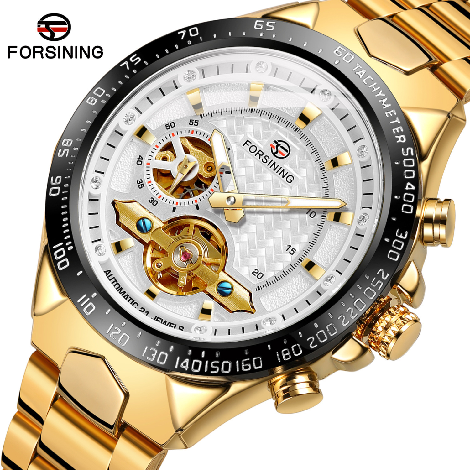 Forsining Fusini hombres de moda casual Tourbillon reloj mecánico automático reloj de hombre 8204