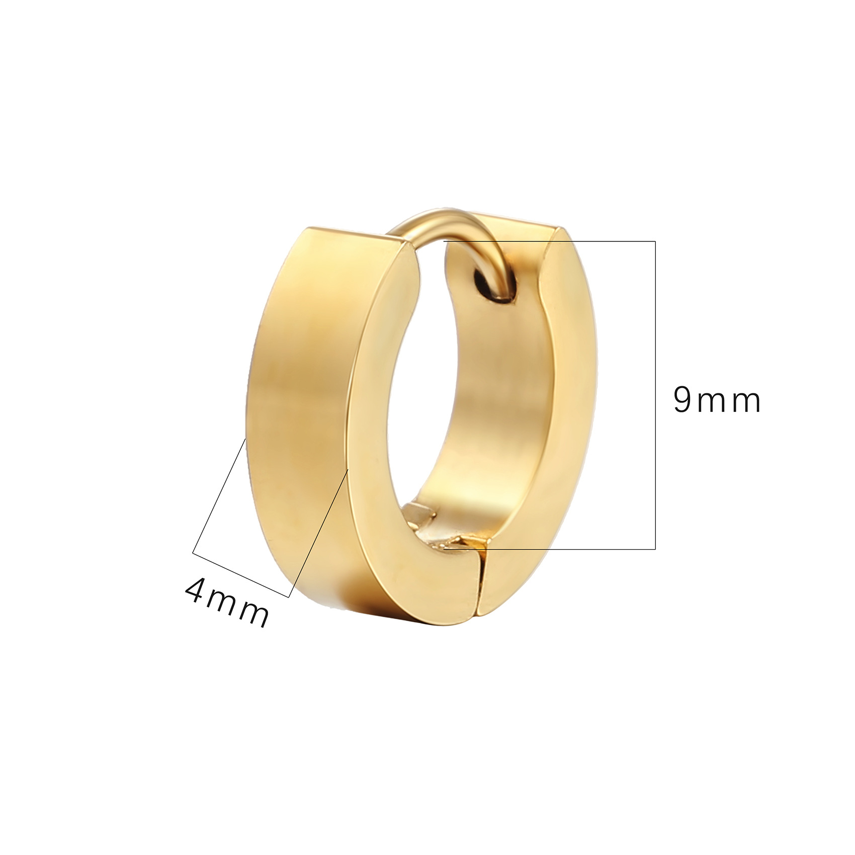 201 Stainless Steel Ear Needle Material 18K Real Gold Plated Plating Material 1 Piece Punk Round Plating 201 Stainless Steel 18K Gold Plated Hoop Earrings