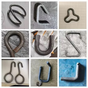 Round Steel Bent U-Shaped V-Shaped D-Shaped Lifting Ring Hook Square Handle Iron Ring Hook Stainless Steel Threaded Steel Curved Hook