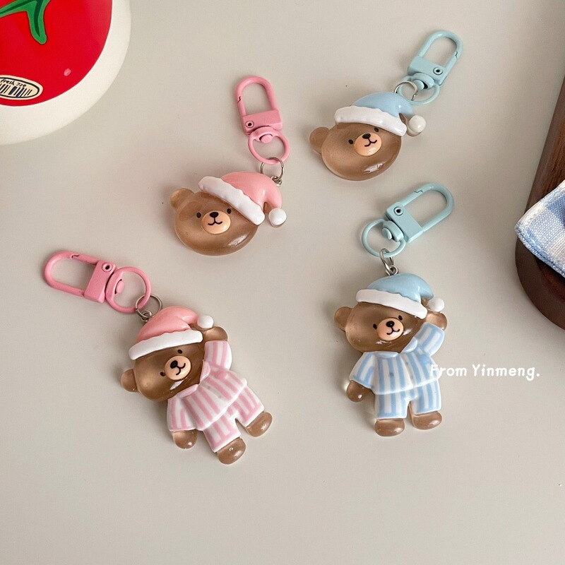 Large New Style Good Night Bear Keychain, Pajama Bear Backpack Pendant, Cute Girl Ornament, Gift for Best Friend Large New Style Good Night Bear Keychain, Pajama Bear Backpack Pendant, Cute Girl Ornament, Gift for Best Friend