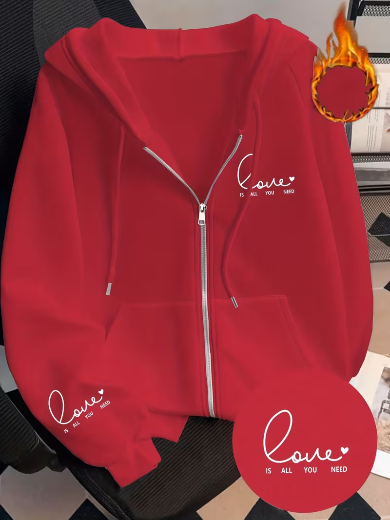Women's Casual Hooded Zip Up Top Relaxed Fit Retro Trendy Loose Fitting Sweatshirt For Autumn Winter Print_ecoleips.com