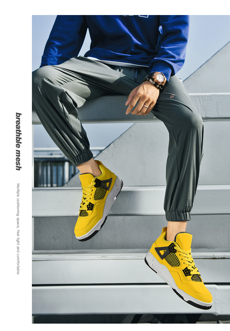 Giày thể thao nam AJ4 phong cách đường phố, sneaker unisex dễ phối đồ — AJ4 đen xám chi tiết 37