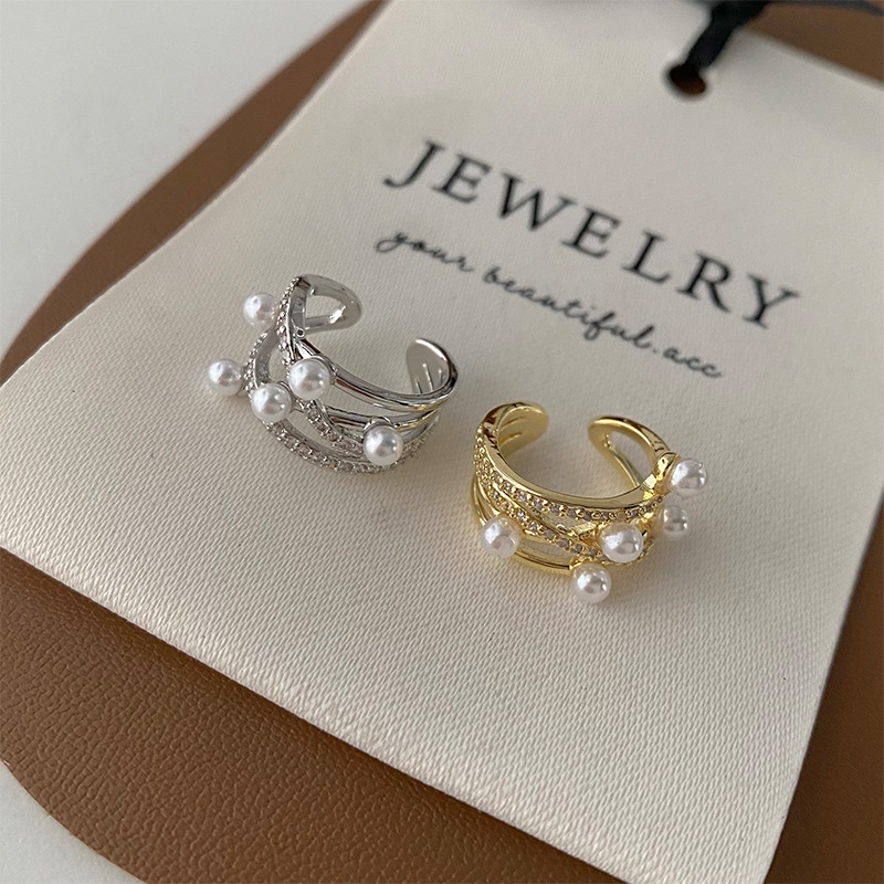 Cross pearl ear clip women's earless niche design simple elegant all-match light luxury high-grade ear bone clip