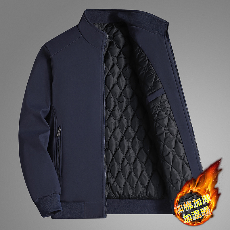 Chaqueta de hombre de mediana edad 50-60-70 de algodón y engrosamiento chaqueta de hombre de cuello alto casual de moda chaqueta de algodón acolchado