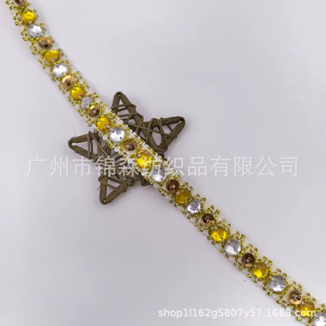 爆款民族风汉服装饰亚克力亮钻配饰花边洛丽塔裙边辅料丝绒底金丝