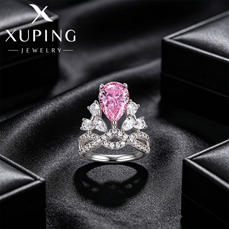 Anillo de Corona de Gota de Agua para Mujer de Aleación de Cobre, Galvanizado, para Banquete