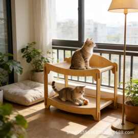 猫窝猫抓板宠物双层吊床剑麻垫夏季休闲双层躺椅磨爪实木猫抓板