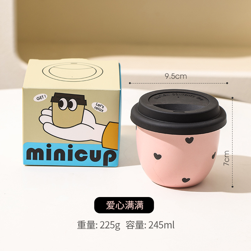 Taza de café con tapa de oficina pequeña taza doméstica de cerámica ins taza casual para dar a las chicas tazas lindas