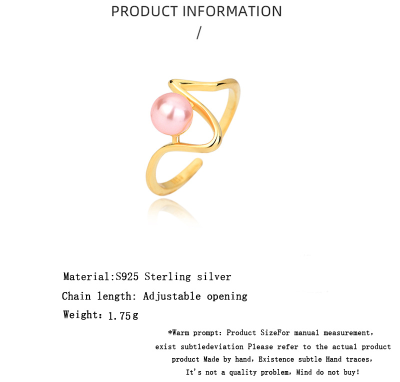 Mode Geometrisch Sterling Silber Inlay Künstliche Perlen Offener Ring display picture 3