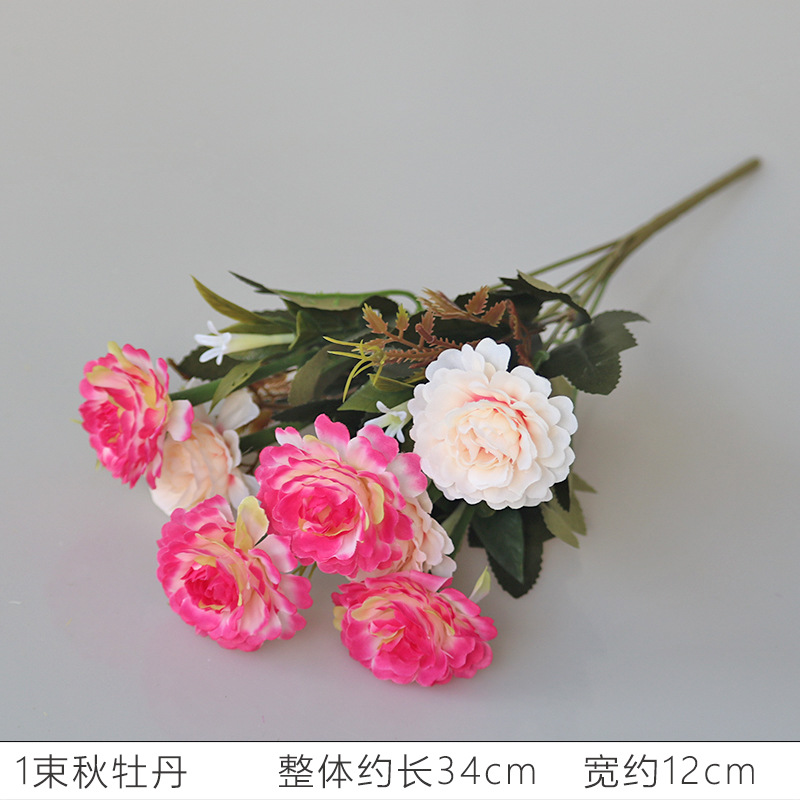 Fábrica al por mayor artificial otoño peonía artificial flor paquete de boda núcleo peonía salón de bodas decoración camino plomo arreglo floral flor decorativa