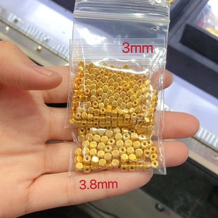 Pure gold 0.1g 999 sugar cube transfer beads separated beads square loose beads gold bean passerby DIY bracelet gold gold