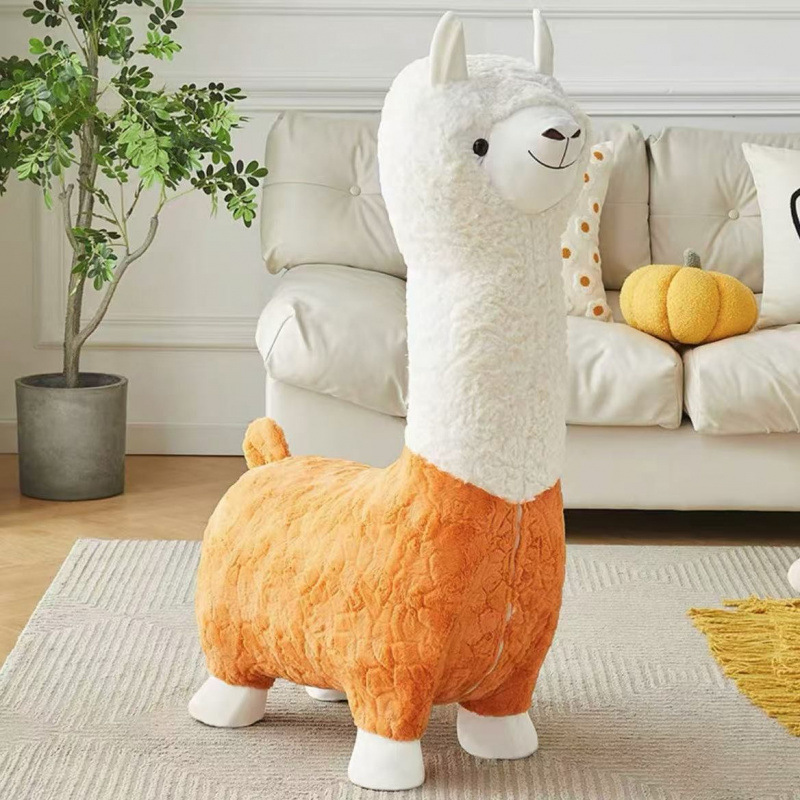 インターネット有名人アルパカシート動物スツールリビングルームの装飾品漫画の装飾品靴交換スツール子供用ソファホリデーギフト|undefined