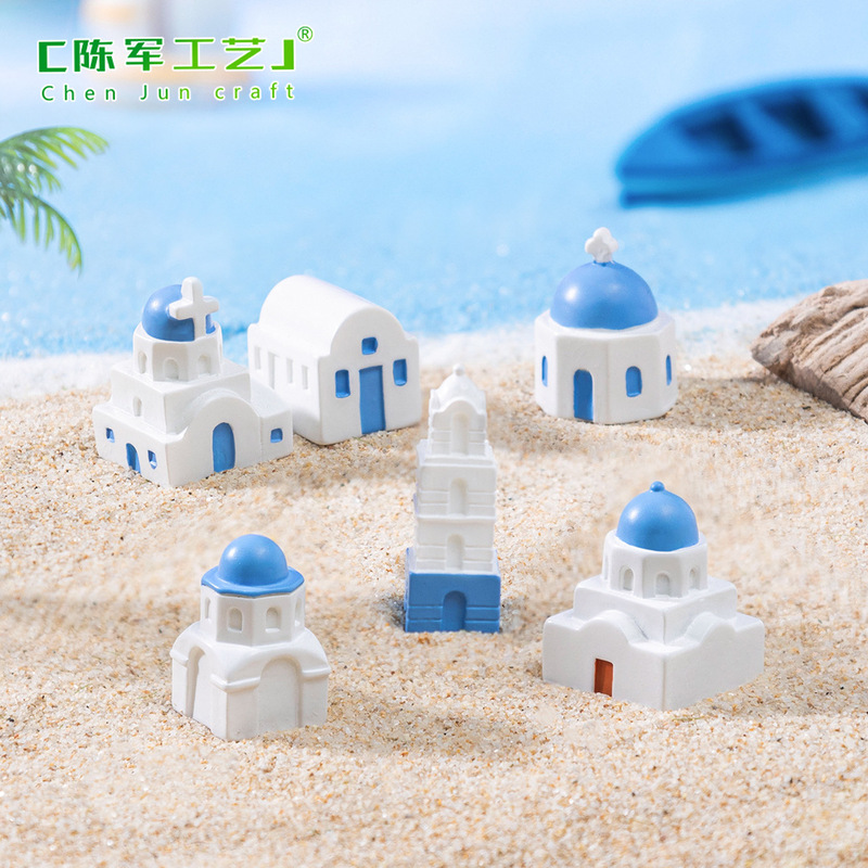 クリエイティブヨーロッパ地中海ハウスヴィラモデル建物 diy 装飾アクセサリーマイクロ風景樹脂小さな装飾品|undefined