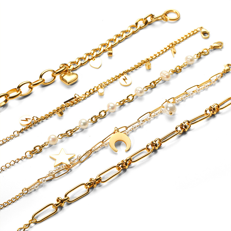 20g Weight 304 Stainless Steel Pendant Material Simple Style Classic Style Geometric 304 Stainless Steel Cuban Link Chain Curb Chain Cable Chain Bracelets In Bulk