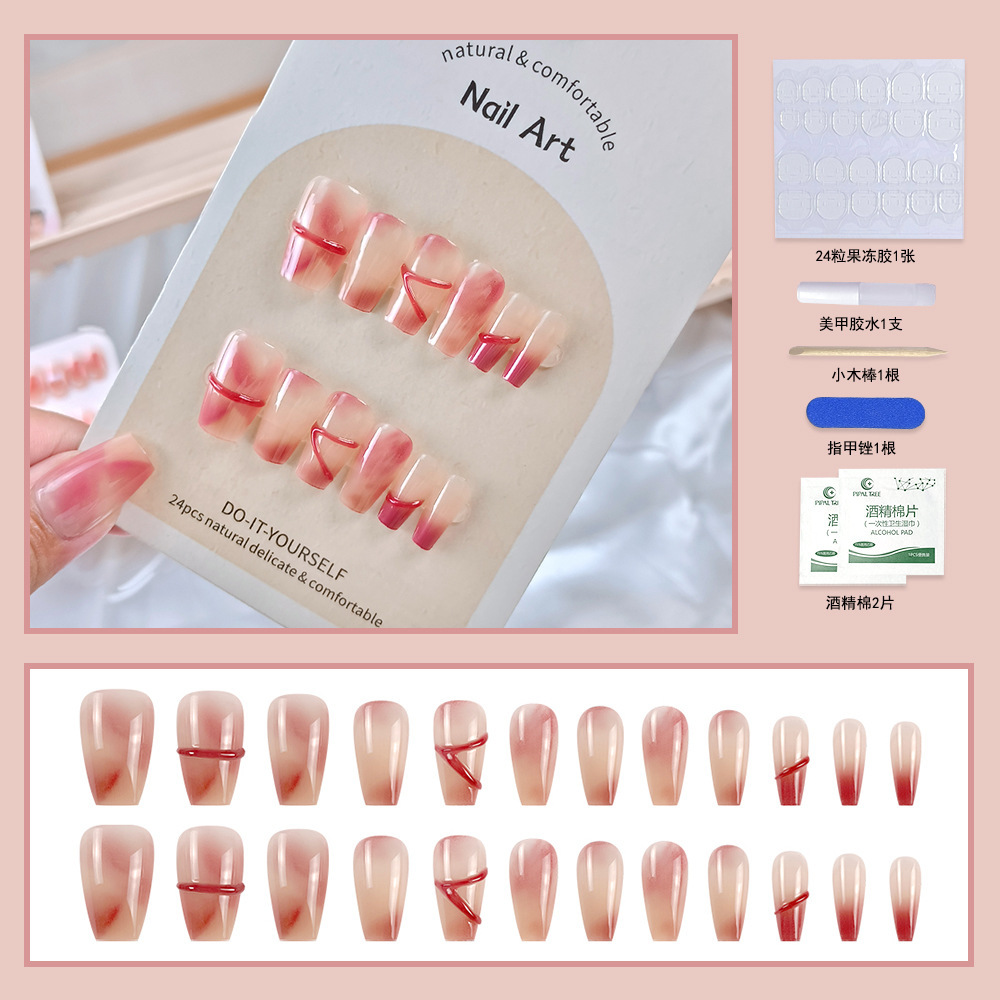Uñas de manicura portátiles hechas a mano, 24 piezas, fototerapia, parches de uñas postizas estéreo, producto terminado, uñas portátiles extraíbles