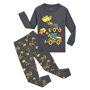 European and American Kidsren's Home Clothes, Pajamas Set, Pure Cotton Boys' Excavator, Air-Conditioned Clothes Set, Dropshipping