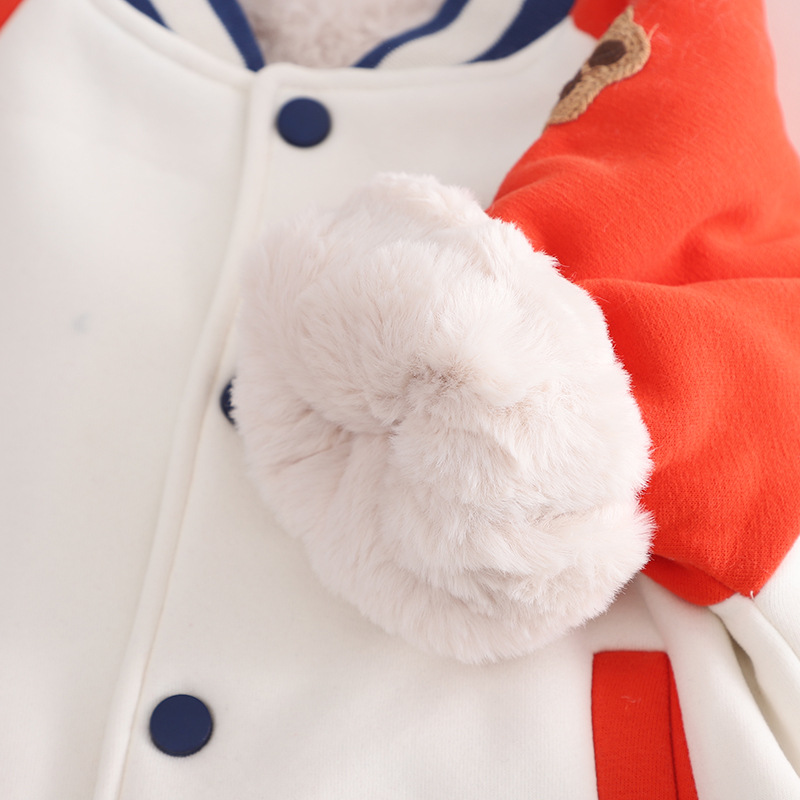 2023 Herbst/Winter Jungen Baseballanzug mit warmer Kleidung für Mädchen Winter Einteiliger Plüsch Baby Lamm Fleece Mantel_voghion.com