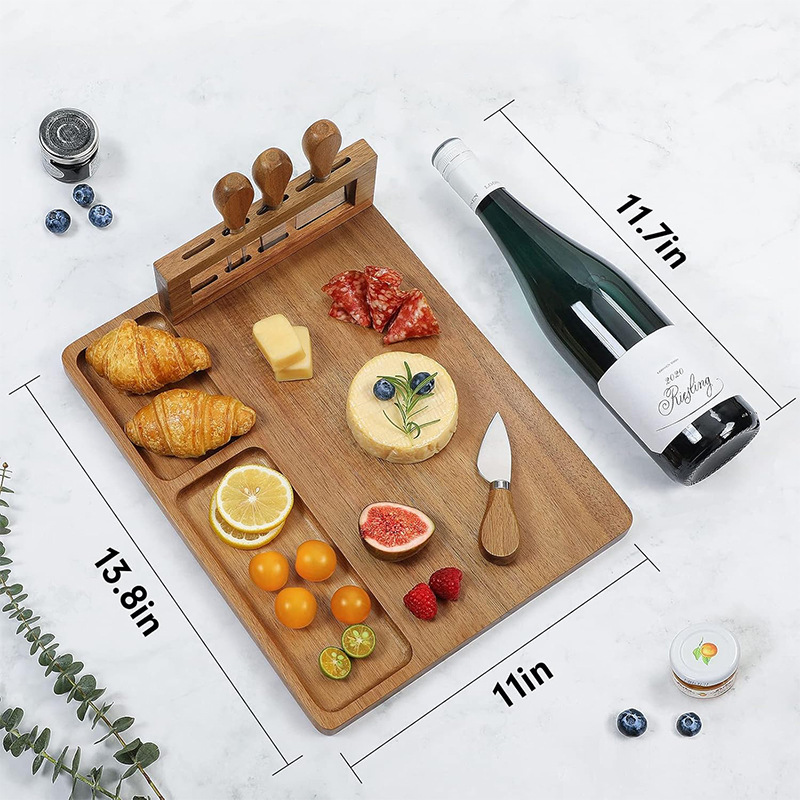 Tabla de cortar de queso de madera, vajilla de comida occidental, pan, tabla de cortar de frutas, tabla de queso, juego de cuchillos, tabla de cortar de queso