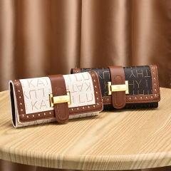 Manufacturer 2024 New Women's Wallet Multifunctional Retro Coin Purse Long Alphabet Mobile Phone Bag Women One Piece Dropshipping