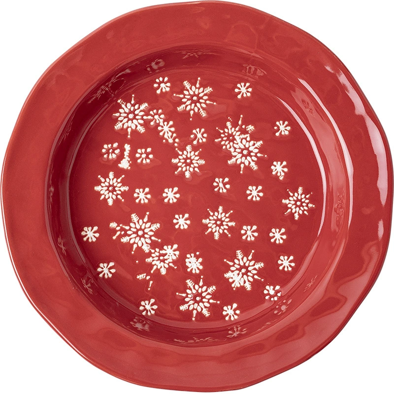 Ceramic Dinner Plate, Christmas Snowflake Design, 20.5 cm (Ø), 4 cm H,Festive Tableware