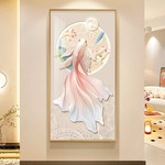 玄关装饰画锦鲤金鱼客厅入户走廊过道尽头壁画竖版高档大气挂画