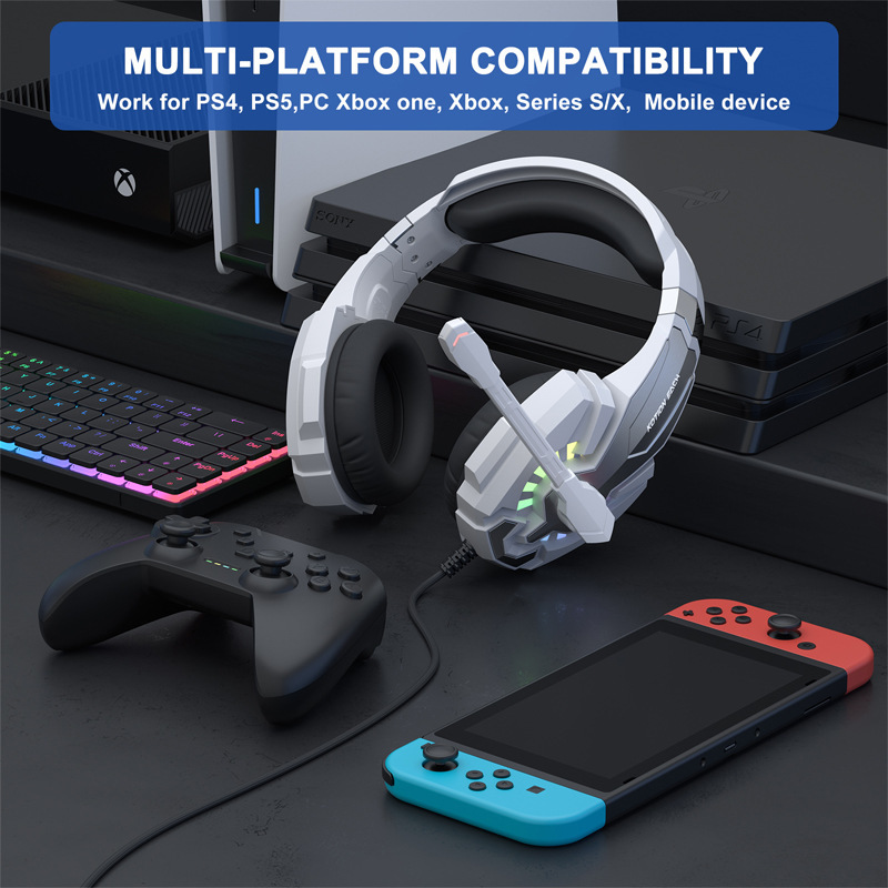 卓G9000PLUSコンピュータのヘッドフォンのヘッドセット式の有線ゲームの電気競争の耳の麦はマイクのPS4-5を持っています。|undefined