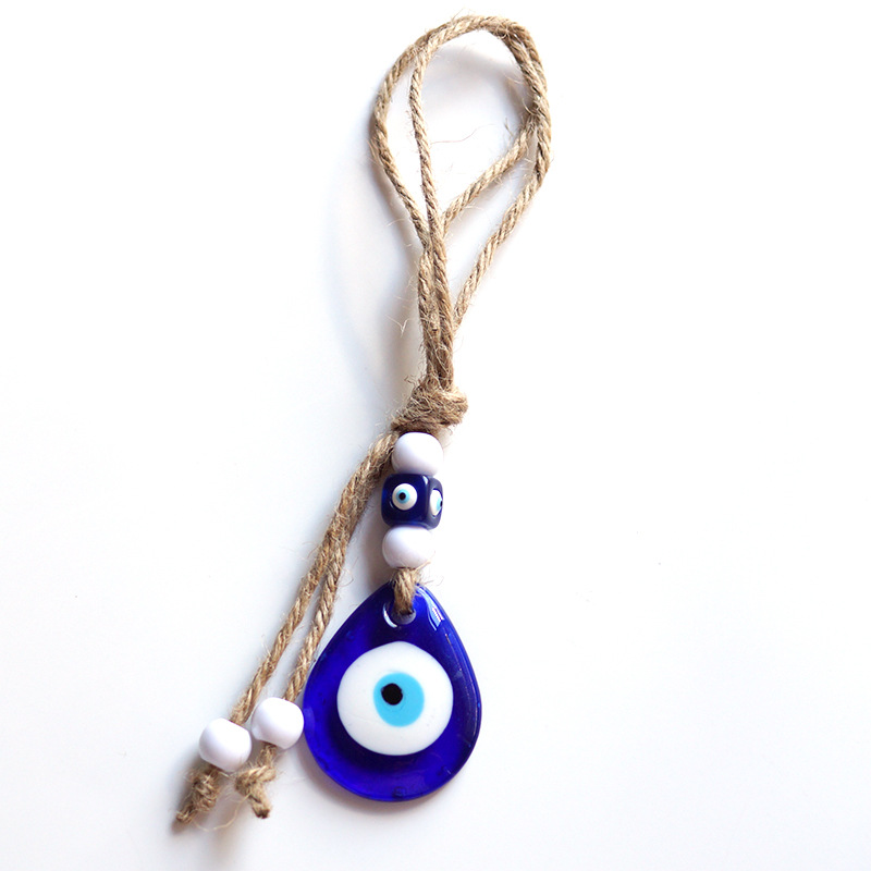 Mal de ojo cuerda de cáñamo gota de agua colgante Turquía Ojo Azul joyería colgante de cristal decoración de la pared buena suerte regalo