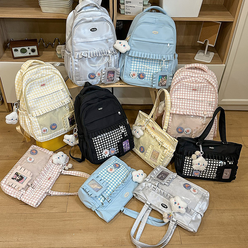 日本製痛バッグ 大容量ランドセル 女子高生 かわいいチェック柄リュック 中学生 クラスリュック|undefined