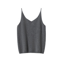 秋冬新款100纯山羊绒女休闲百搭修身显瘦套头针织内搭打底吊带