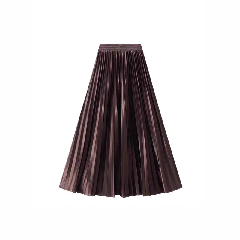 European and American Cross-Border Women's Clothing Amazon Pleated Skirt Drapey Metallic Texture Large Hem Pleated Skirt Spring and Summer Long Skirt