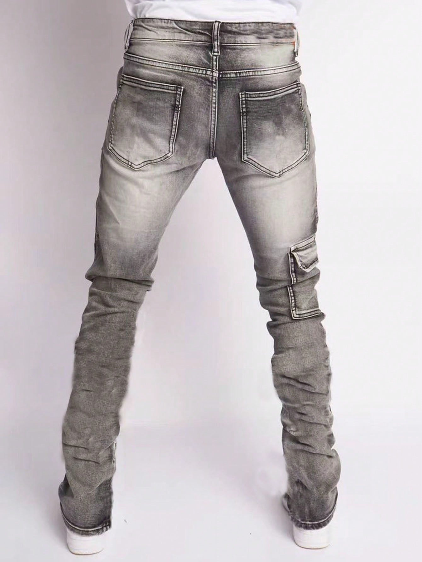 Herren Jeans Mit Stretch Und Patches Gerade Geschnitten Im Style_voghion.com