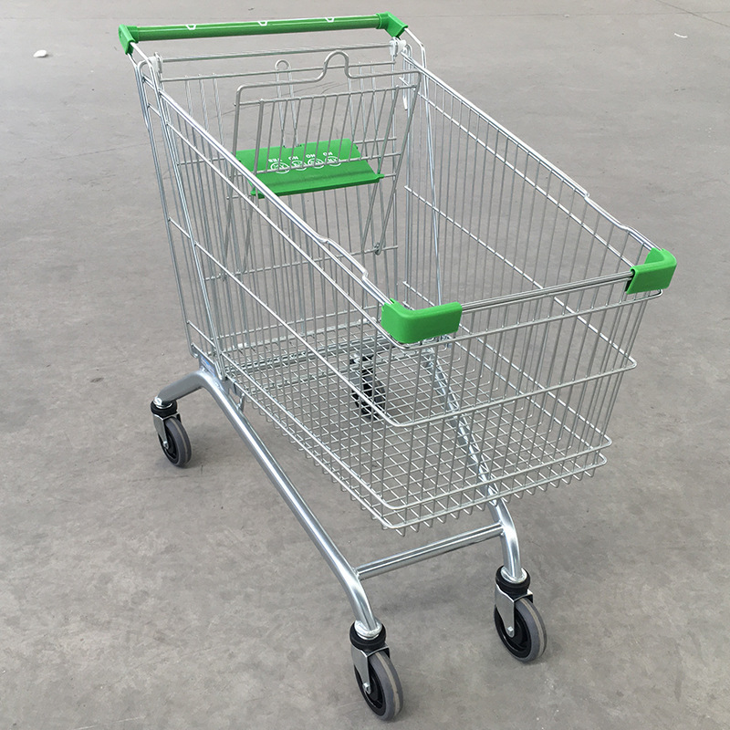 Carrito de Compras de Supermercado Estilo Europeo de 180L de Acero, para Supermercado y Almacén