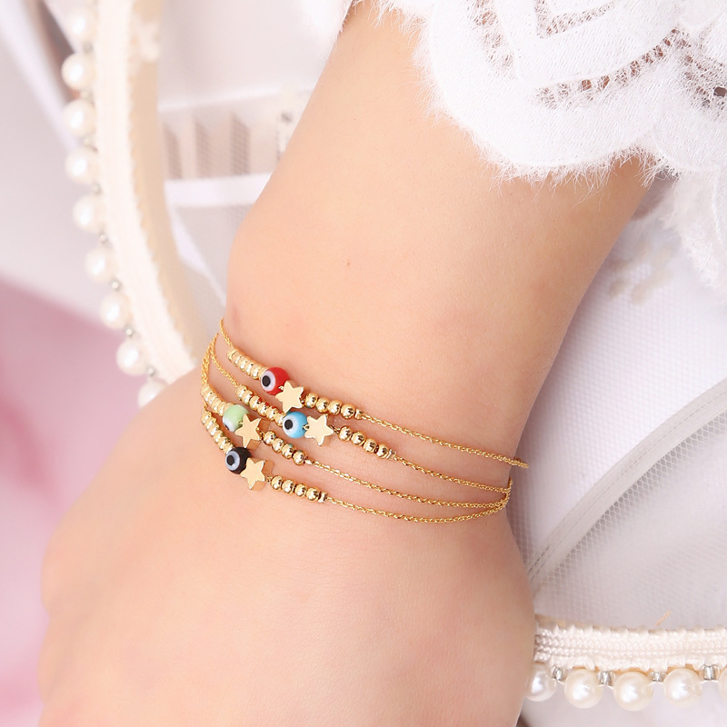 Fashion Devilu0027S Eye Star Copper Beaded Bracelets 1 Piece