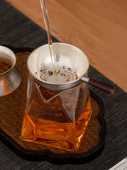 BB4C wholesale pure handmade tea drain saucer set sterling silver 999 handmade hammered tea strainer for home tea ceremony