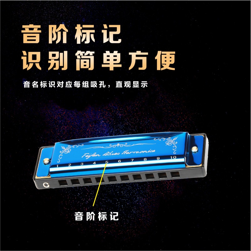 FEIFAN Blues 10-hole c-tone armónica principiante niños estudiantes utilizan rendimiento adulto Blues instrumento musical