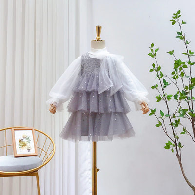 宝妮茵 2021春款女童网纱纯色打底衫+背心连衣裙 AQ322 AQ323|ms