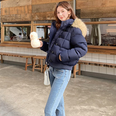 2025冬季羽绒棉服女短款大毛领连帽棉衣加厚欧美风棉袄面包服外套
