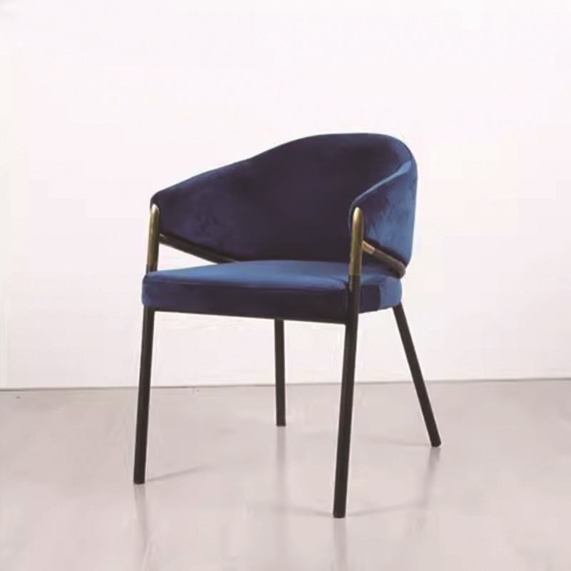 Light Luxury Metal Dining Chair High-end Velvet Fabric Soft Bag Coffee Chair Hotel Guest Room Book Chair Armrest Negotiation Chair