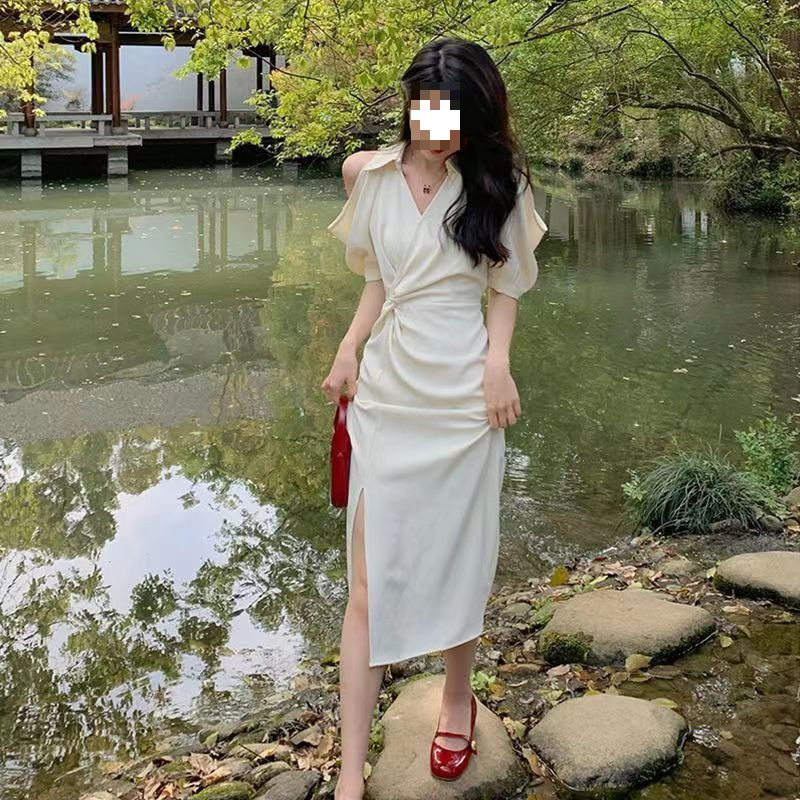 D6C フレンチスタイルの女性用ドレス 2025年夏新作ニッチデザインハイエンドウエスト痩身|undefined