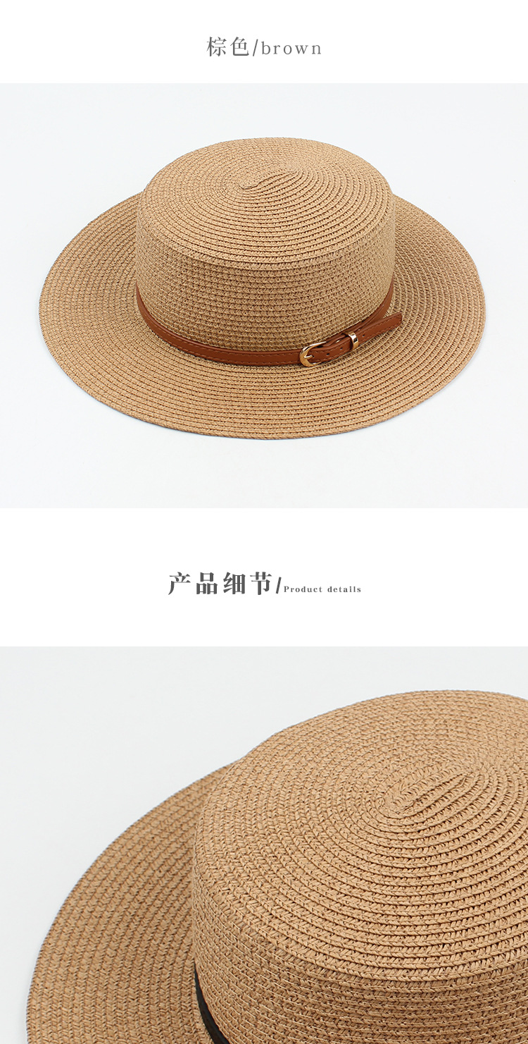 Fashion Sunshade Sunscreen Short Brim Flat-top Straw Hat Wholesale display picture 4