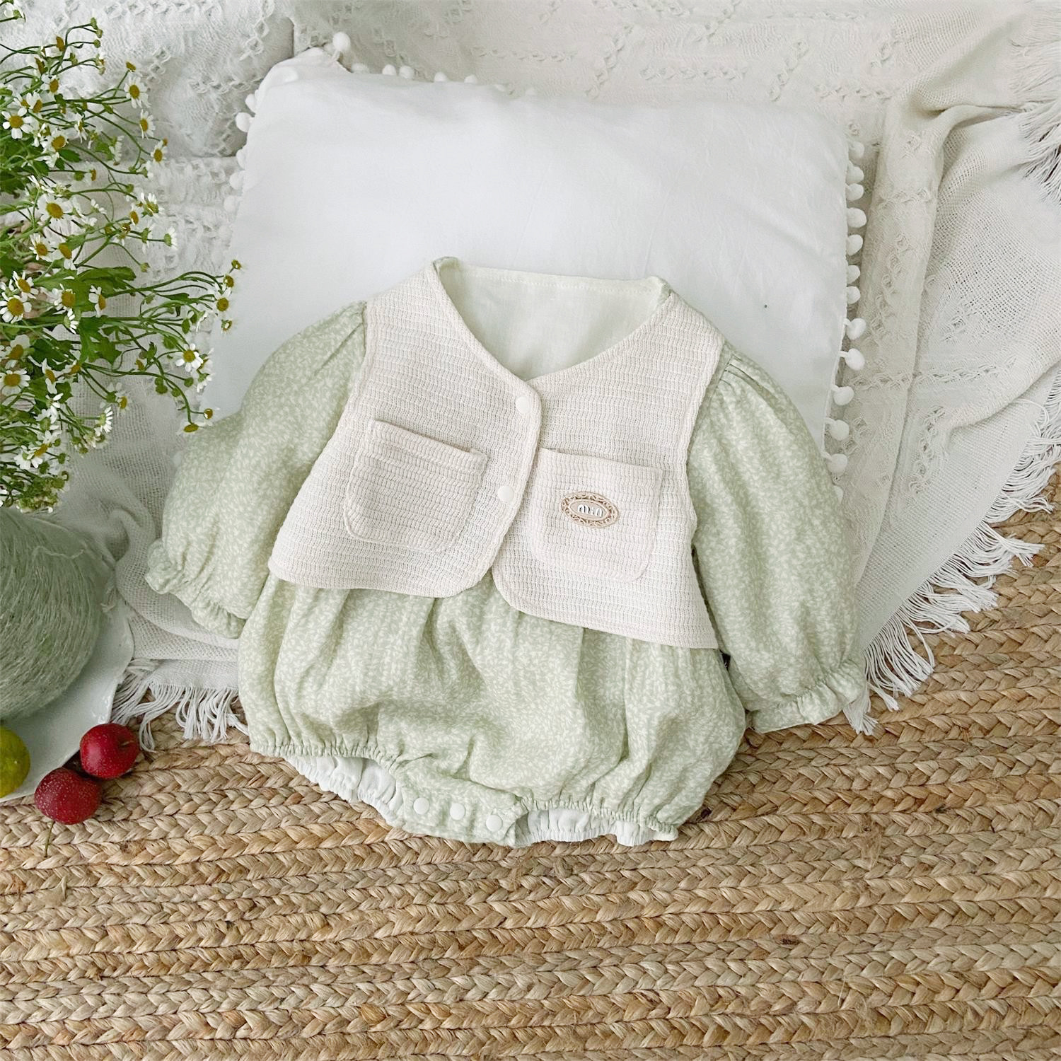 Ropa para niños coreanos 2025 primavera escalada estilo occidental linda niña de 0 a 2 años