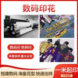 2022新款亮片珠片数码印花汗布运动服短袖T恤涤纶面料印花加工