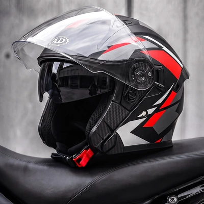 Motosiklet kaskı (dəbilqə) — helmet for men and women, suitable - red-blade-armor-l58-59-head-circumference