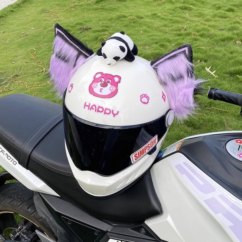 Helmet Decoration Motorcycle Electric Car Purple Black Heavy Industry Handmade Beast Ear Detachable Universal Creative Cool Versatile